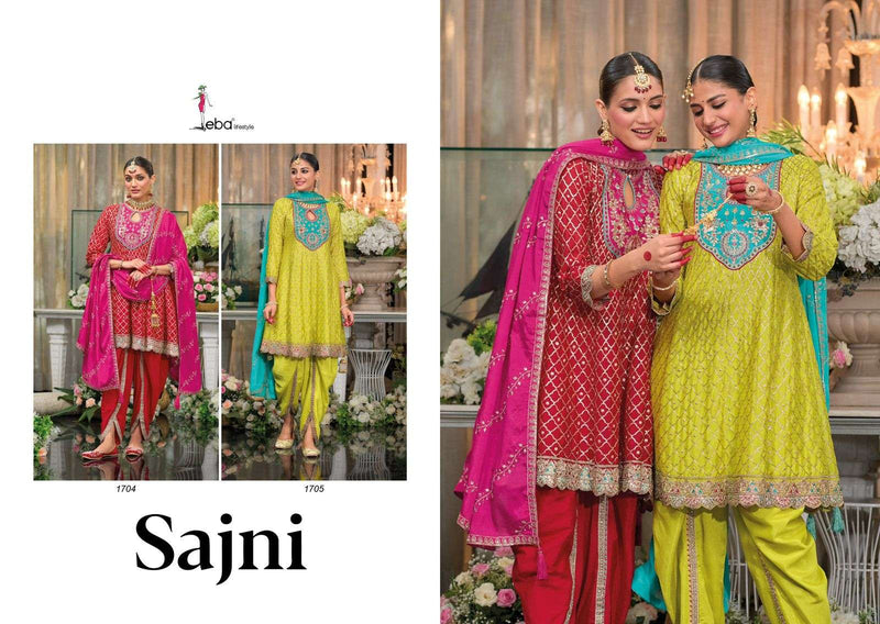 Eba Lifestyle Sajni Chinon Emboidery Wedding Wear Kurti Dhoti Dupatta Set