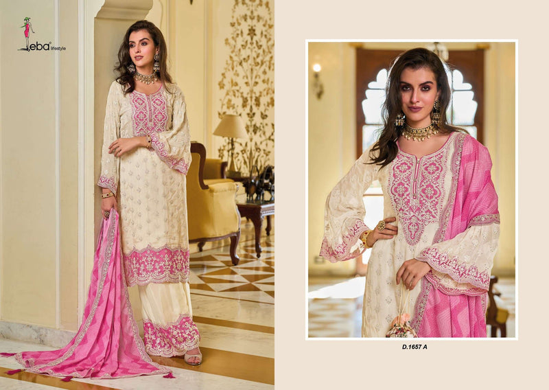 Eba Lifestyle Zarkash Chinon With Emboidery Work Heavy Designer Party Wear Suit