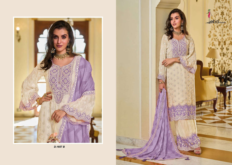 Eba Lifestyle Zarkash Chinon With Emboidery Work Heavy Designer Party Wear Suit