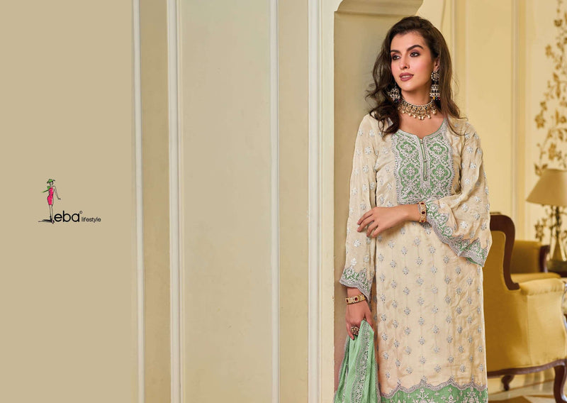 Eba Lifestyle Zarkash Chinon With Emboidery Work Heavy Designer Party Wear Suit