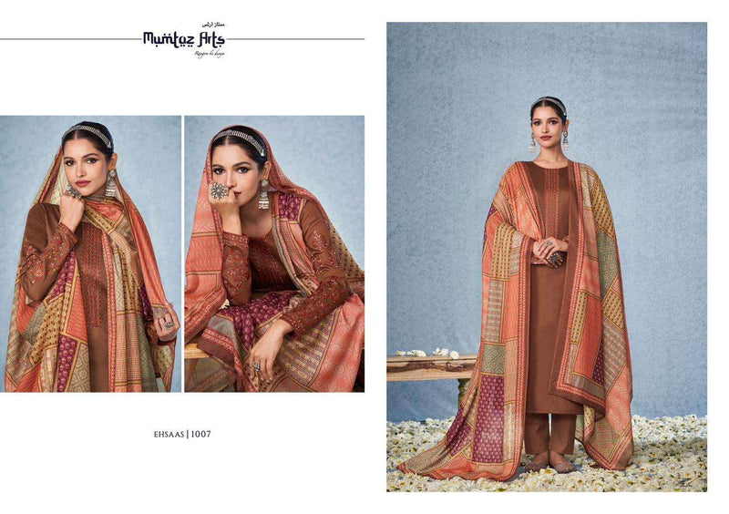 Mumtaz Arts Ehsaas Pure Jam Satin With Embroidery Work Pakistani Suit
