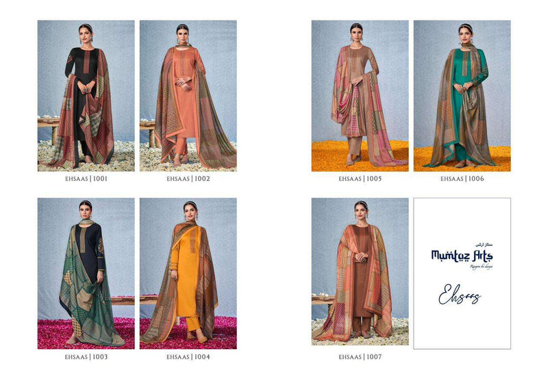 Mumtaz Arts Ehsaas Pure Jam Satin With Embroidery Work Pakistani Suit