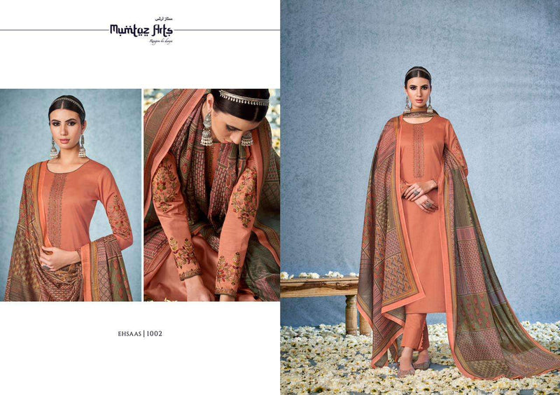 Mumtaz Arts Ehsaas Pure Jam Satin With Embroidery Work Pakistani Suit