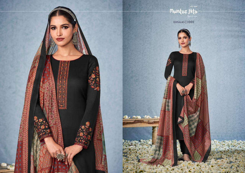 Mumtaz Arts Ehsaas Pure Jam Satin With Embroidery Work Pakistani Suit