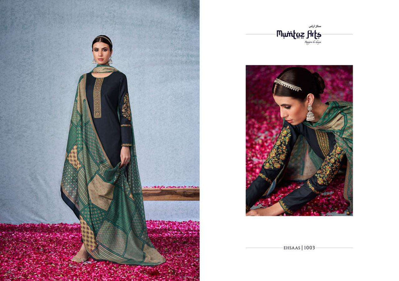 Mumtaz Arts Ehsaas Pure Jam Satin With Embroidery Work Pakistani Suit