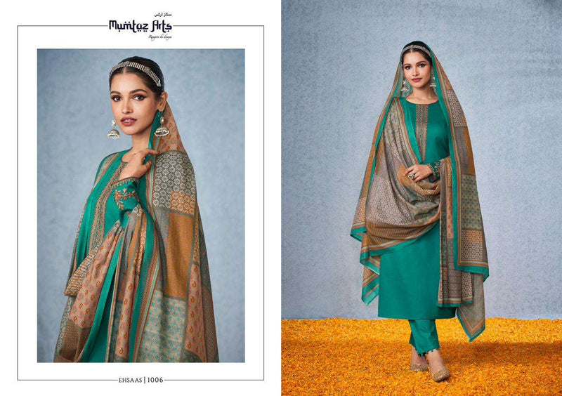 Mumtaz Arts Ehsaas Pure Jam Satin With Embroidery Work Pakistani Suit