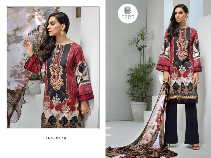 Ezra Hit Design 1007 Cotton Heavy Embroidery Fancy Suit