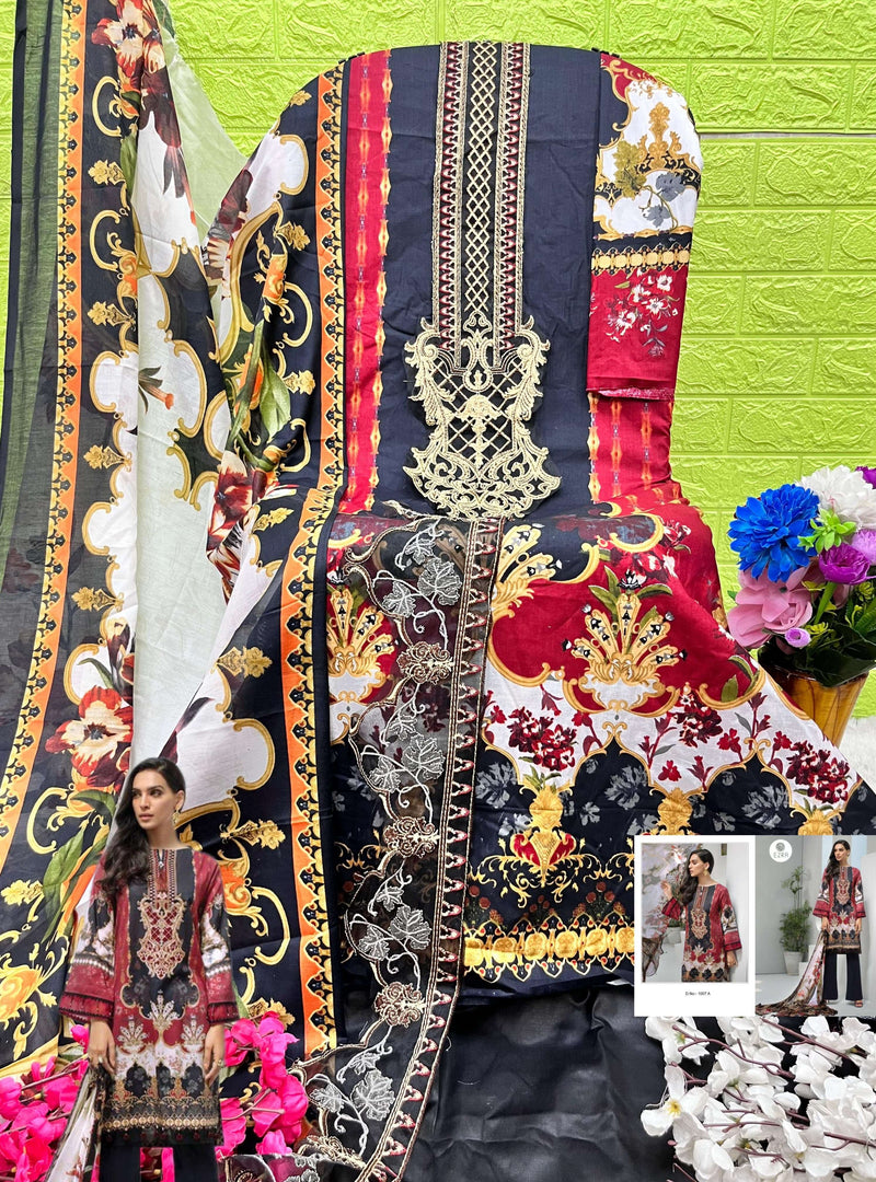Ezra Hit Design 1007 Cotton Heavy Embroidery Fancy Suit