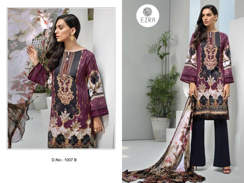 Ezra Hit Design 1007 Cotton Heavy Embroidery Fancy Suit