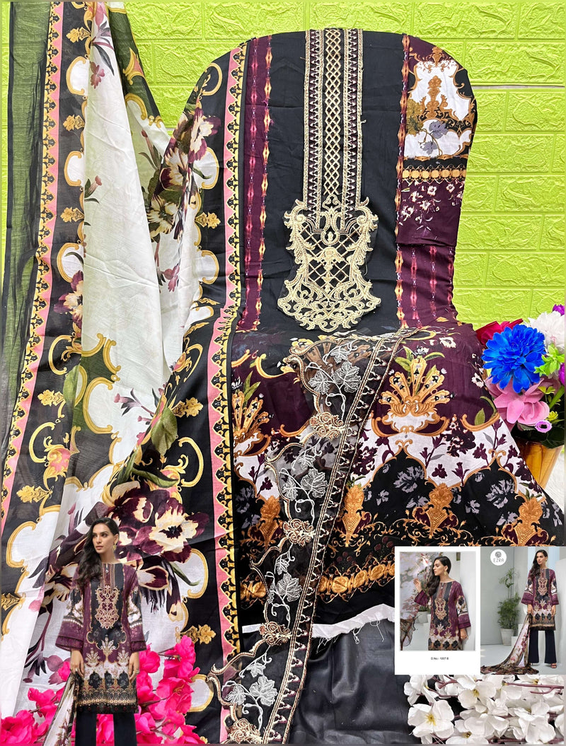 Ezra Hit Design 1007 Cotton Heavy Embroidery Fancy Suit