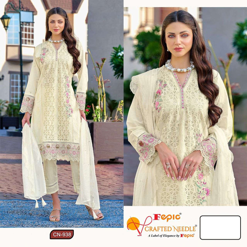 Fepic Crafted Needle Cn 938 Cambric Cotton Heavy Embroidered Designer Readymade Suit