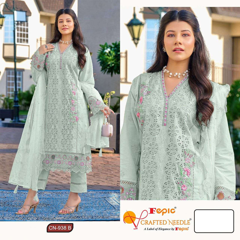 Fepic Crafted Needle Cn 938 Cambric Cotton Heavy Embroidered Designer Readymade Suit