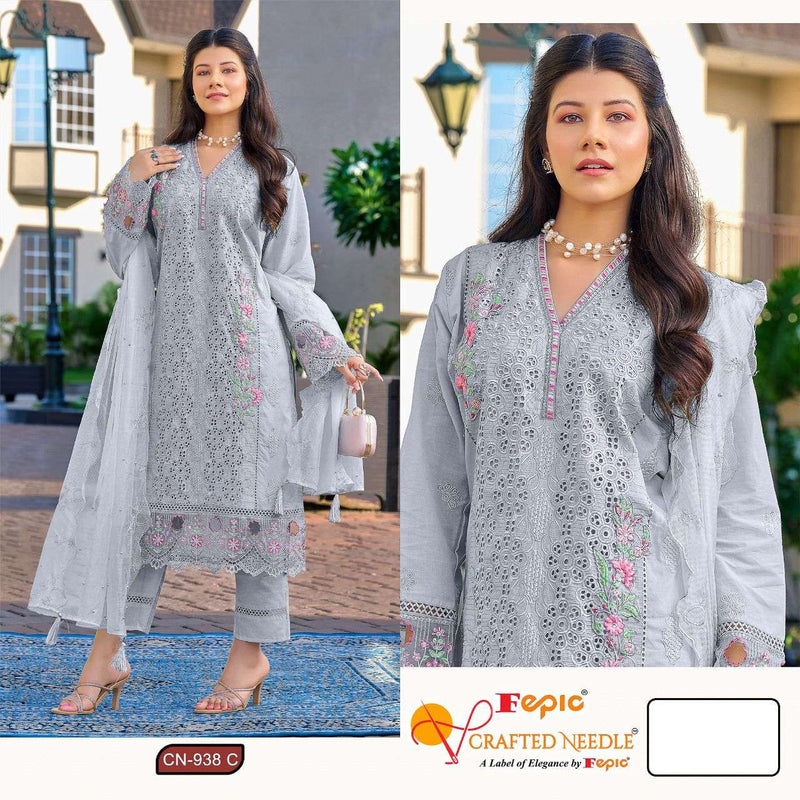 Fepic Crafted Needle Cn 938 Cambric Cotton Heavy Embroidered Designer Readymade Suit