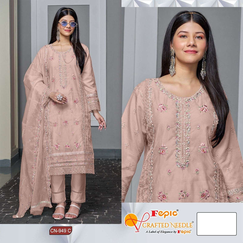 Fepic Crafted Needle Cn 949 Organza Embroidered Designer Pret Kurti Collection