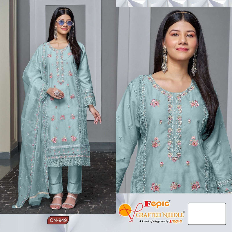 Fepic Crafted Needle Cn 949 Organza Embroidered Designer Pret Kurti Collection