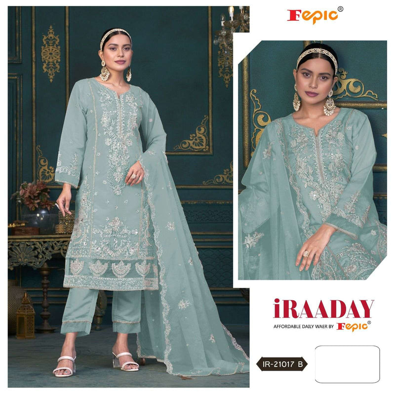 Fepic Iraaday Ir 21017 Organza Embroidered Designer Pakistani Suit