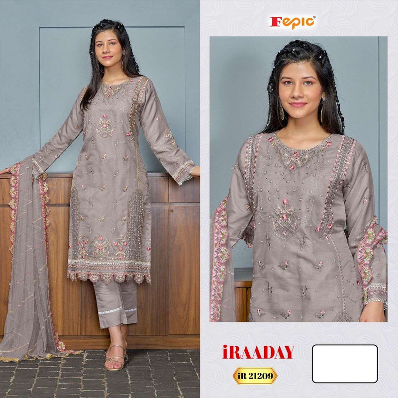 Fepic Iraaday Ir 21209 Organza Embroidered With Hand Work Semi Stitched Designer Salwar Suit