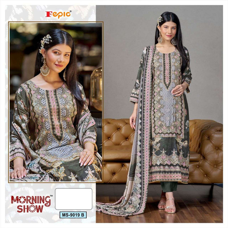 Fepic Morning Show Ms 9019 Viscose Muslin Digital Printed Pret Kurti Set