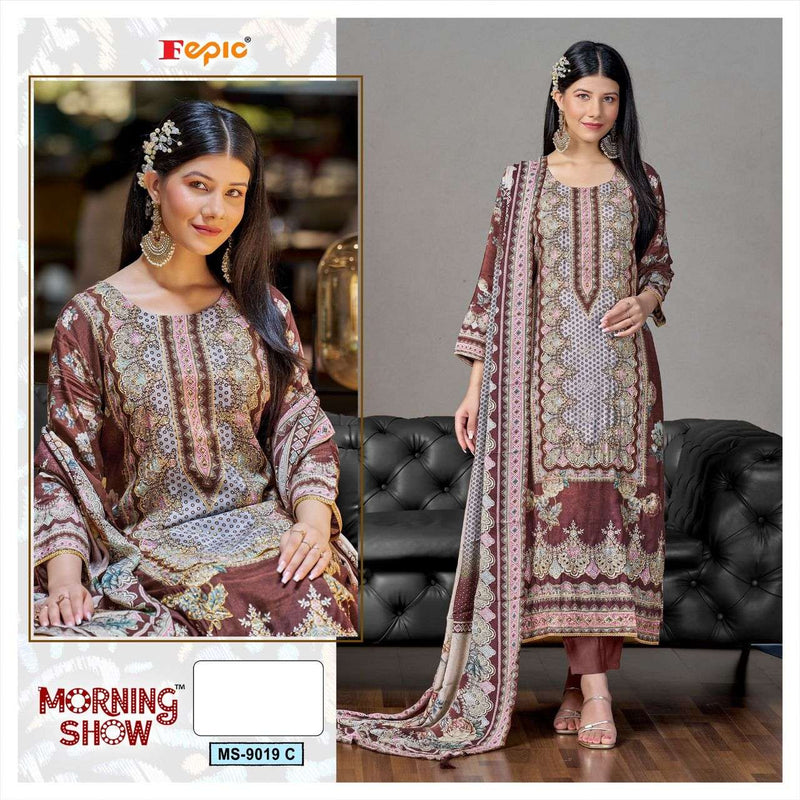 Fepic Morning Show Ms 9019 Viscose Muslin Digital Printed Pret Kurti Set