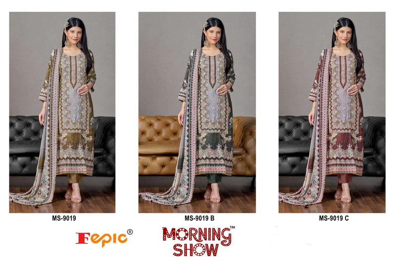 Fepic Morning Show Ms 9019 Viscose Muslin Digital Printed Pret Kurti Set