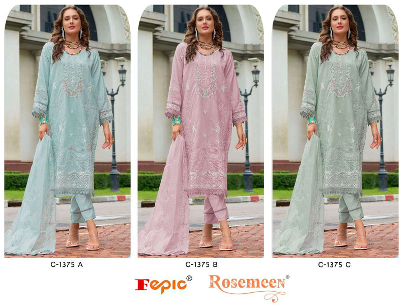 Fepic C 1375 Organza Embroidered Party Wear Suit