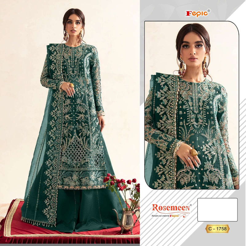 Fepic Rosemeen C 1758 Organza Embroidered Party Wear Salwar Kameez