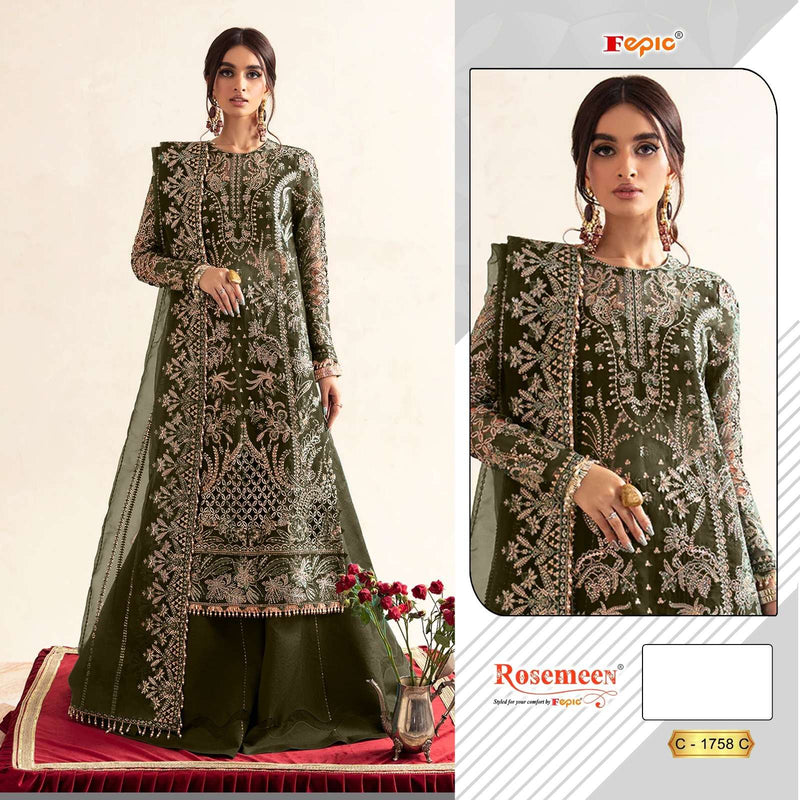 Fepic Rosemeen C 1758 Organza Embroidered Party Wear Salwar Kameez