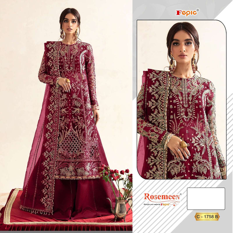 Fepic Rosemeen C 1758 Organza Embroidered Party Wear Salwar Kameez