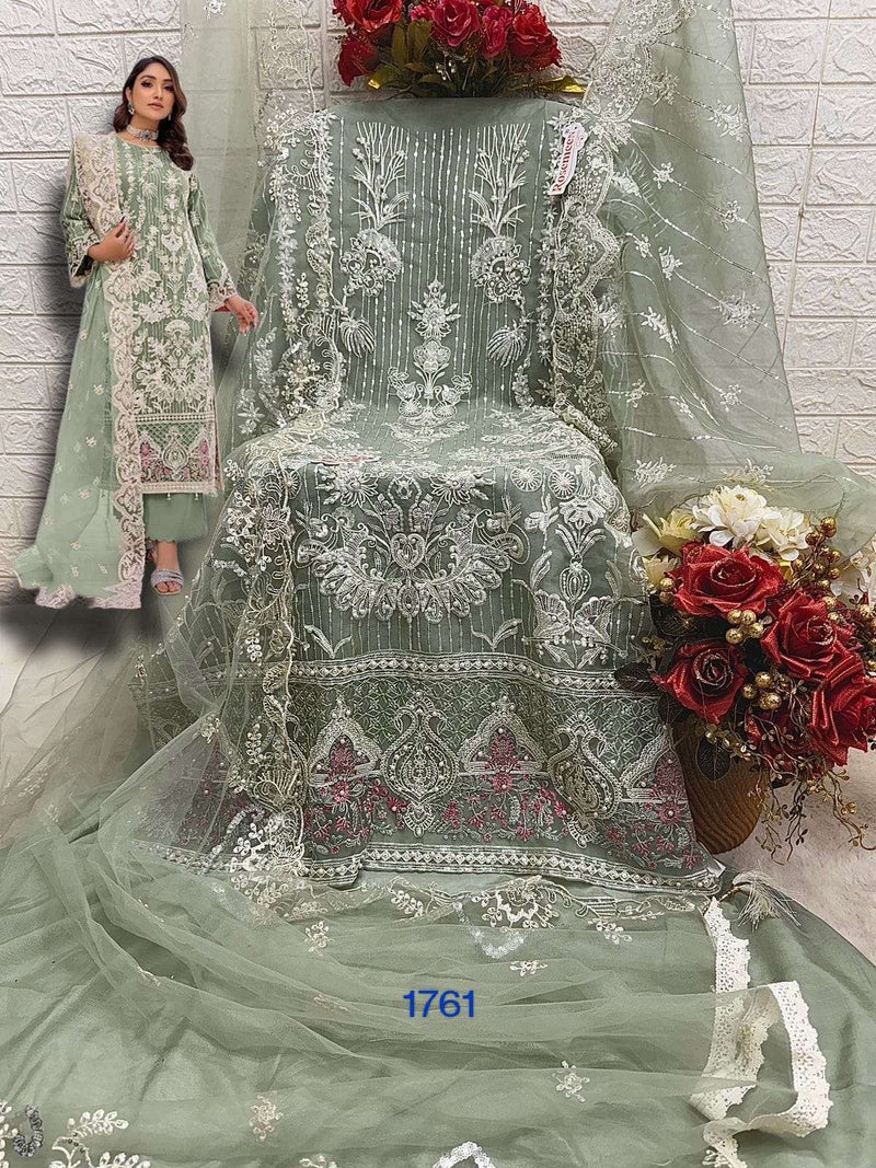Fepic Rosemeen C 1761 Organza Embroidered Pearl Work Fancy Party Wear Suit