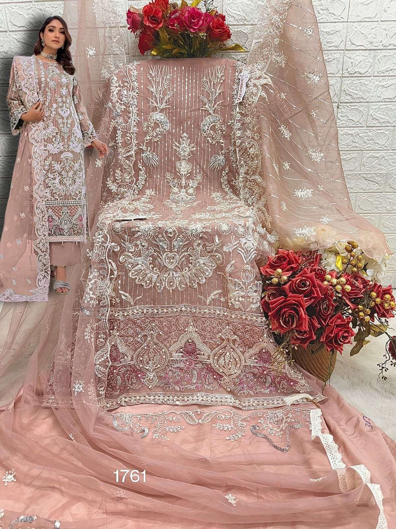 Fepic Rosemeen C 1761 Organza Embroidered Pearl Work Fancy Party Wear Suit