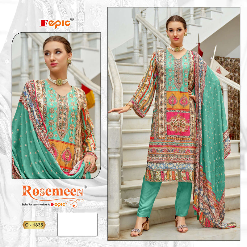 Fepic C 1835 Muslin Digital Printed Embroidered Fancy Salwar Suit