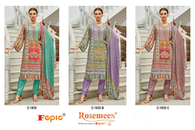 Fepic C 1835 Muslin Digital Printed Embroidered Fancy Salwar Suit