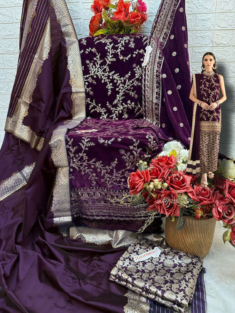 Fepic Rosemeen V 17021 Pure Velvet Embroidered Party Wear Suit