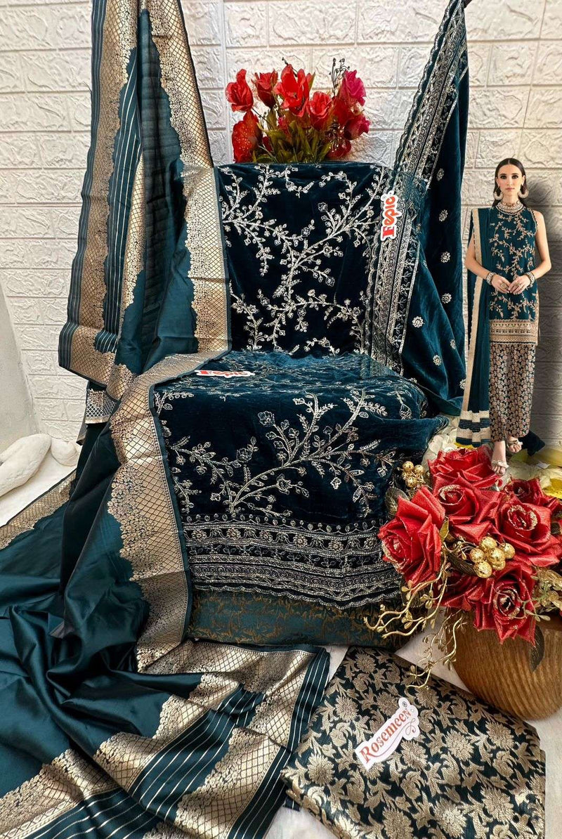 Fepic Rosemeen V 17021 Pure Velvet Embroidered Party Wear Suit