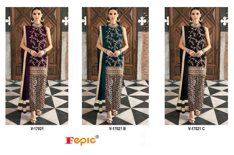 Fepic Rosemeen V 17021 Pure Velvet Embroidered Party Wear Suit