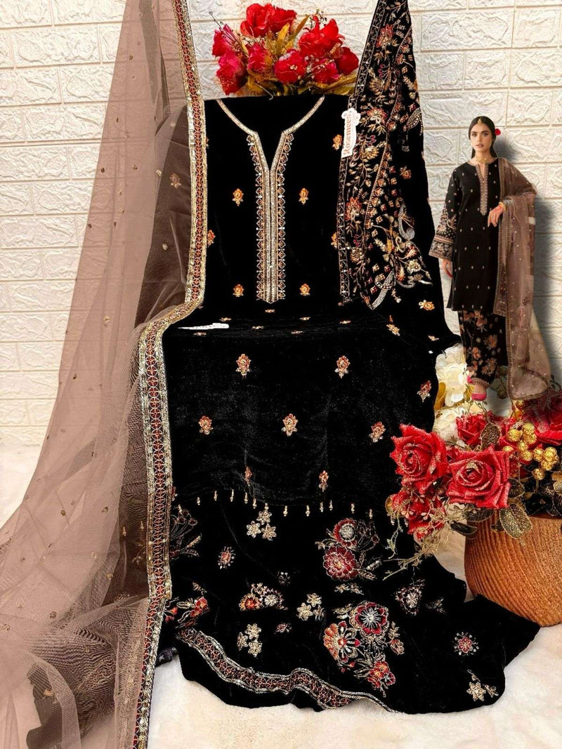 Fepic Rosemeen V 17026 Velvet Embroidered Party Wear Suit