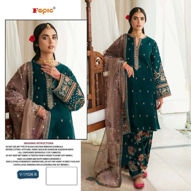 Fepic Rosemeen V 17026 Velvet Embroidered Party Wear Suit