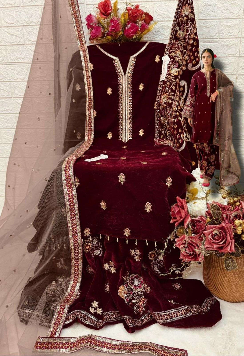 Fepic Rosemeen V 17026 Velvet Embroidered Party Wear Suit