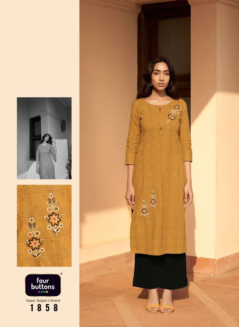 Four Buttons Basil Vol 4 Pure Cotton Fancy Kurti