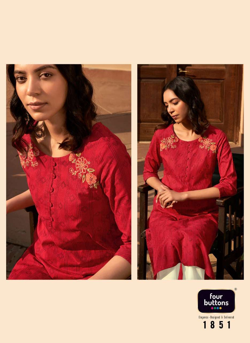 Four Buttons Basil Vol 4 Pure Cotton Fancy Kurti