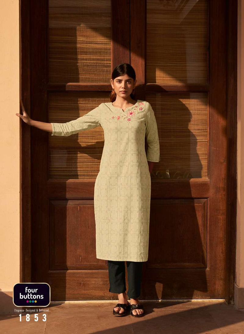 Four Buttons Basil Vol 4 Pure Cotton Fancy Kurti