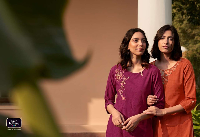 Four Buttons Basil Vol 4 Pure Cotton Fancy Kurti
