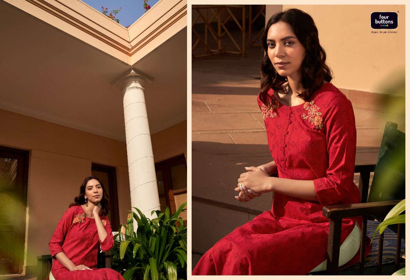 Four Buttons Basil Vol 4 Pure Cotton Fancy Kurti