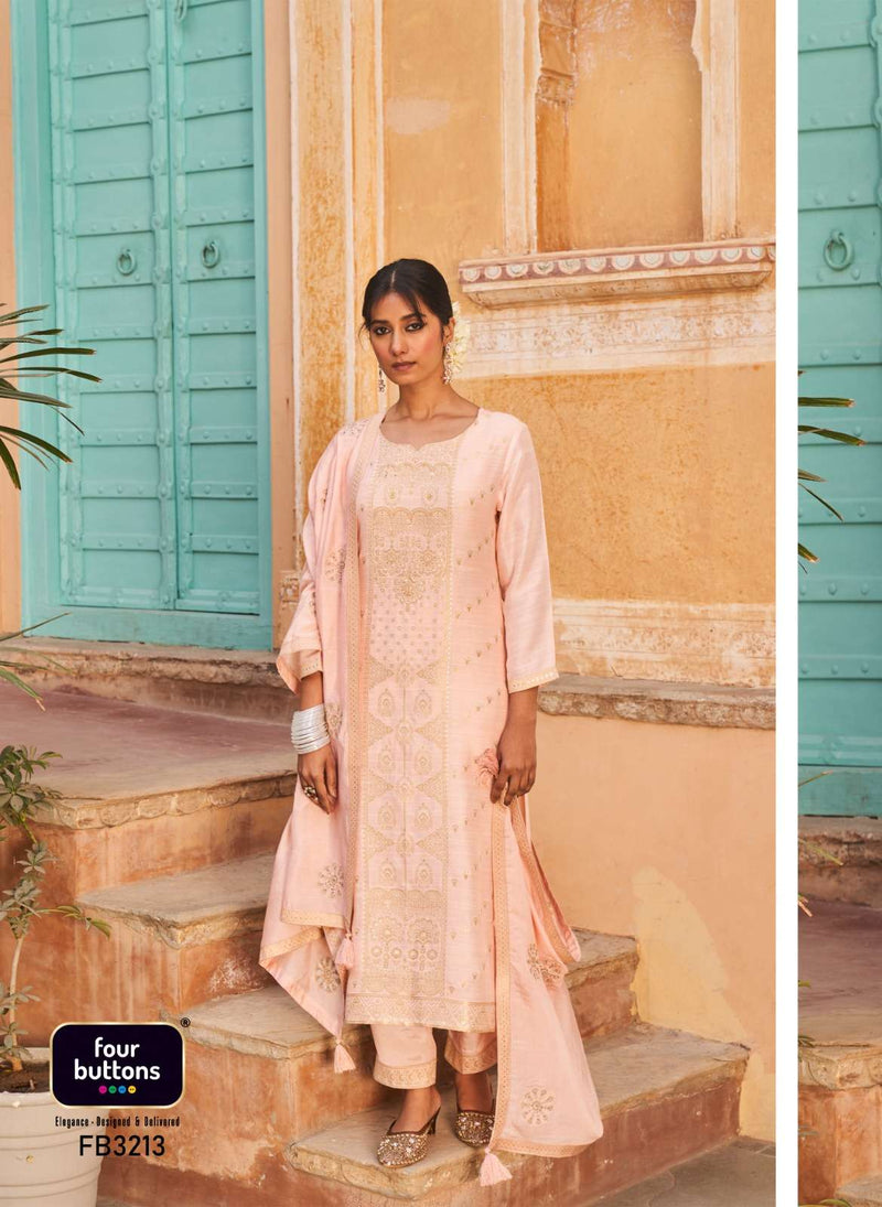Four Buttons Present Arzoo Full Stitch Function Wear Kurti With Pant And Dupatta