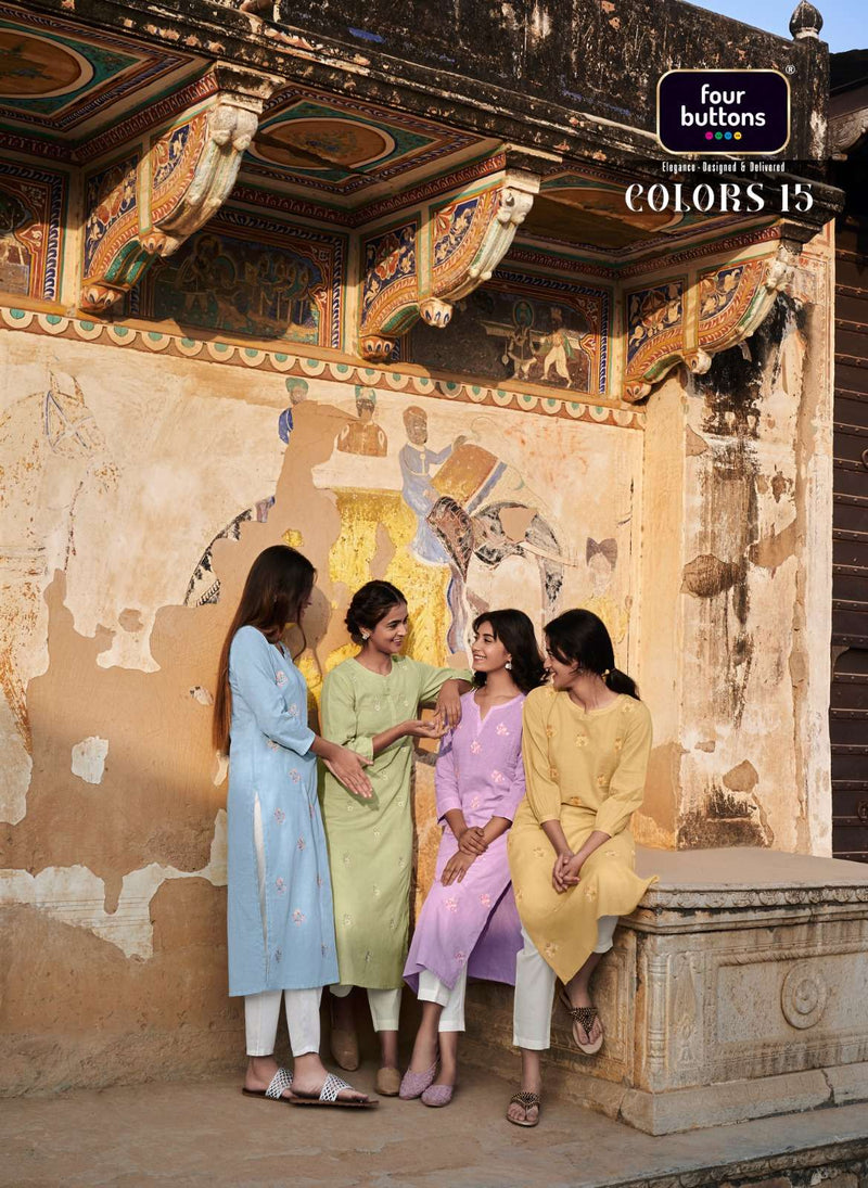 Four Buttons Present Colors 15 Embroidered Casual Wear Kurti