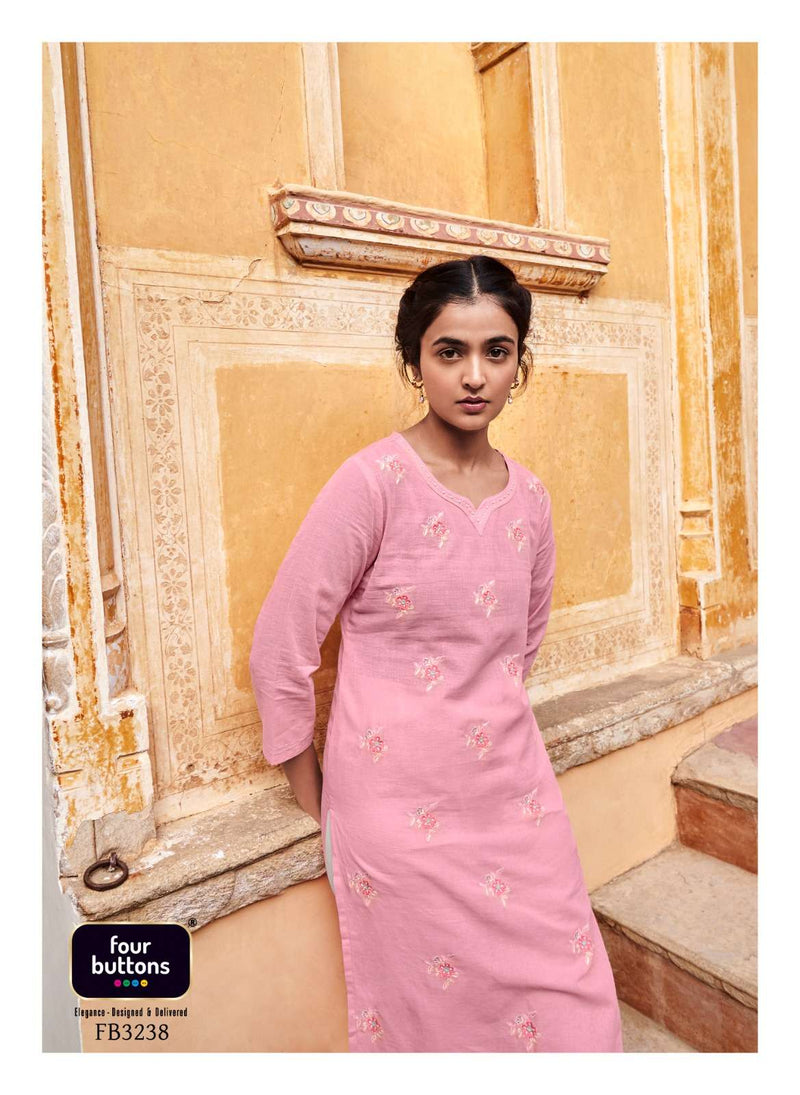 Four Buttons Present Colors 15 Embroidered Casual Wear Kurti