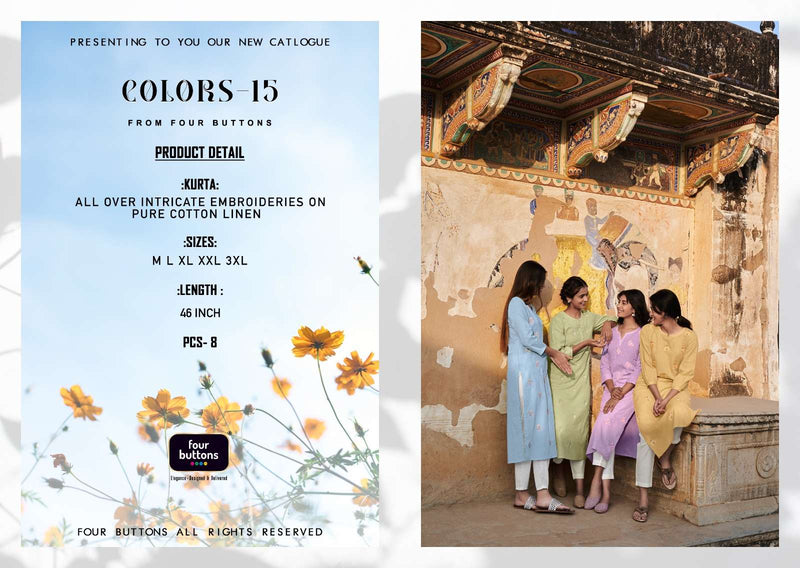 Four Buttons Present Colors 15 Embroidered Casual Wear Kurti