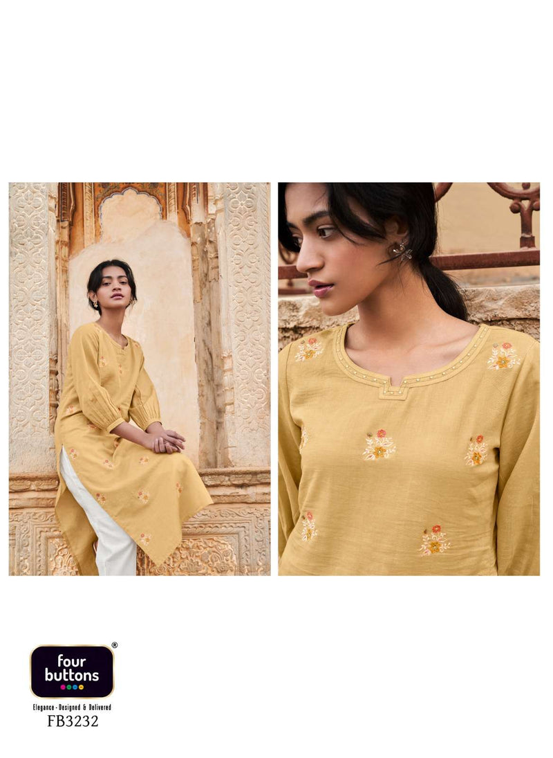 Four Buttons Present Colors 15 Embroidered Casual Wear Kurti