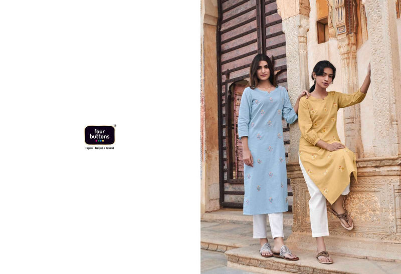 Four Buttons Present Colors 15 Embroidered Casual Wear Kurti