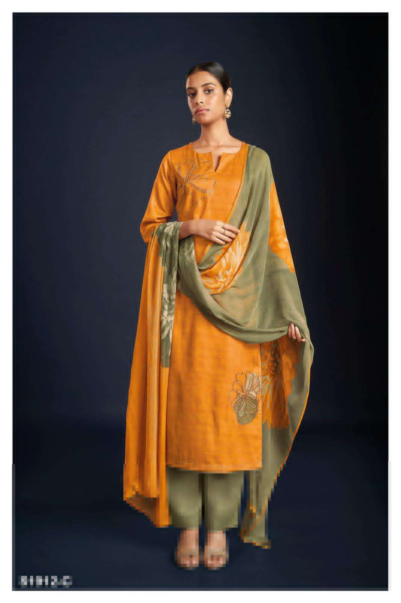 Ganga Darpana 1912 Fancy Cotton Silk Dress Materia With Chiffon Printed Dupatta